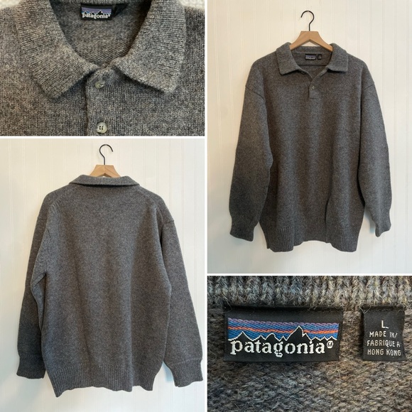 Patagonia Other - PATAGONIA Vintage Shetland Wool Polo Sweater Henley Button Collared Men’s Size L